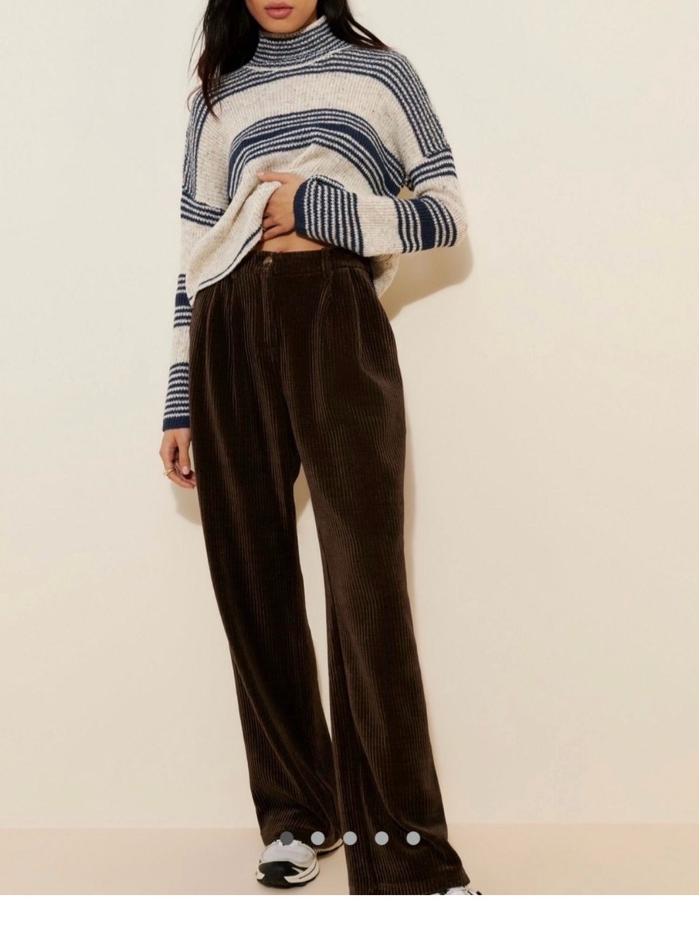 Rumored Dark Brown Wide-Leg Corduroy Pants